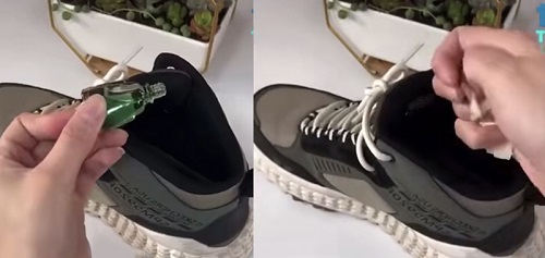 khử mùi hôi giày bằng dầu gió