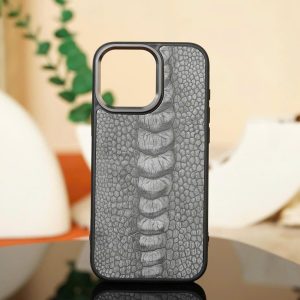 Ốp Lưng Điện Thoại Iphone Da Đà Điểu Xám