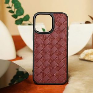 Ốp Lưng Iphone Da Bò Đan Đỏ