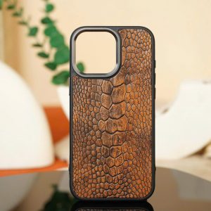 Ốp Lưng Điện Thoại Iphone Da Đà Điểu Cam